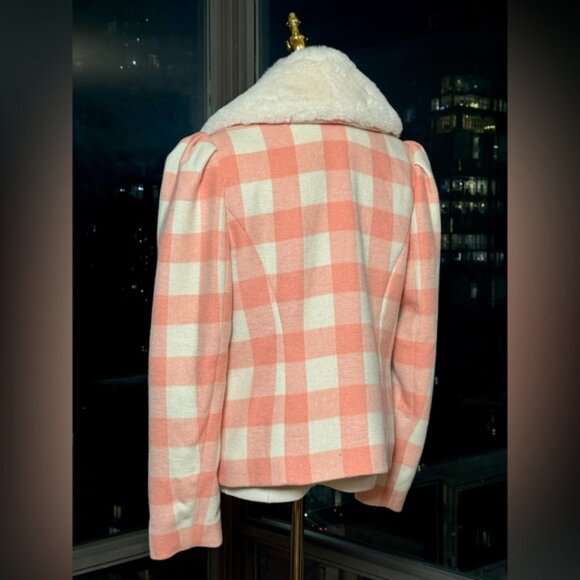 🆕 LOVESHACKFANCY 🧿 NWOT Dumont Faux Fur Collared Jacket, Crisp Peach - Sz M - Picture 8 of 16